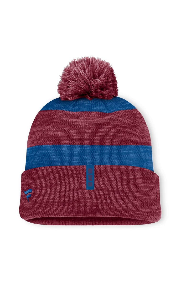 FANATICS Men's Fanatics Burgundy Colorado Avalanche Fundamental Red Line Cuffed Knit Hat with Pom, Alternate, color, 