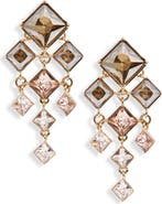 Oscar de la Renta Square-Cut Rhinestone Chandelier Clip-On Earrings