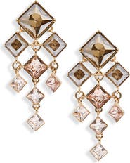 Oscar de la Renta Square-Cut Rhinestone Chandelier Clip-On Earrings