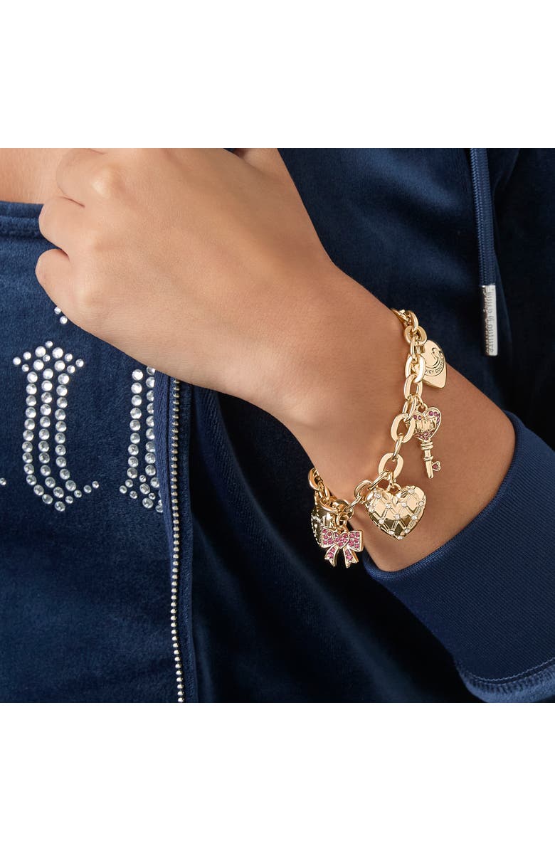 Juicy Couture Heart & Key Charm Bracelet, Alternate, color, Gold Tone