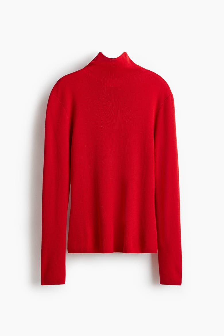 Fine-knit Turtleneck Top, Alternate, color, Red