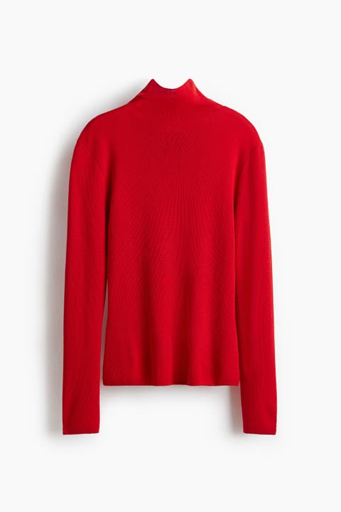 Fine-knit Turtleneck Top