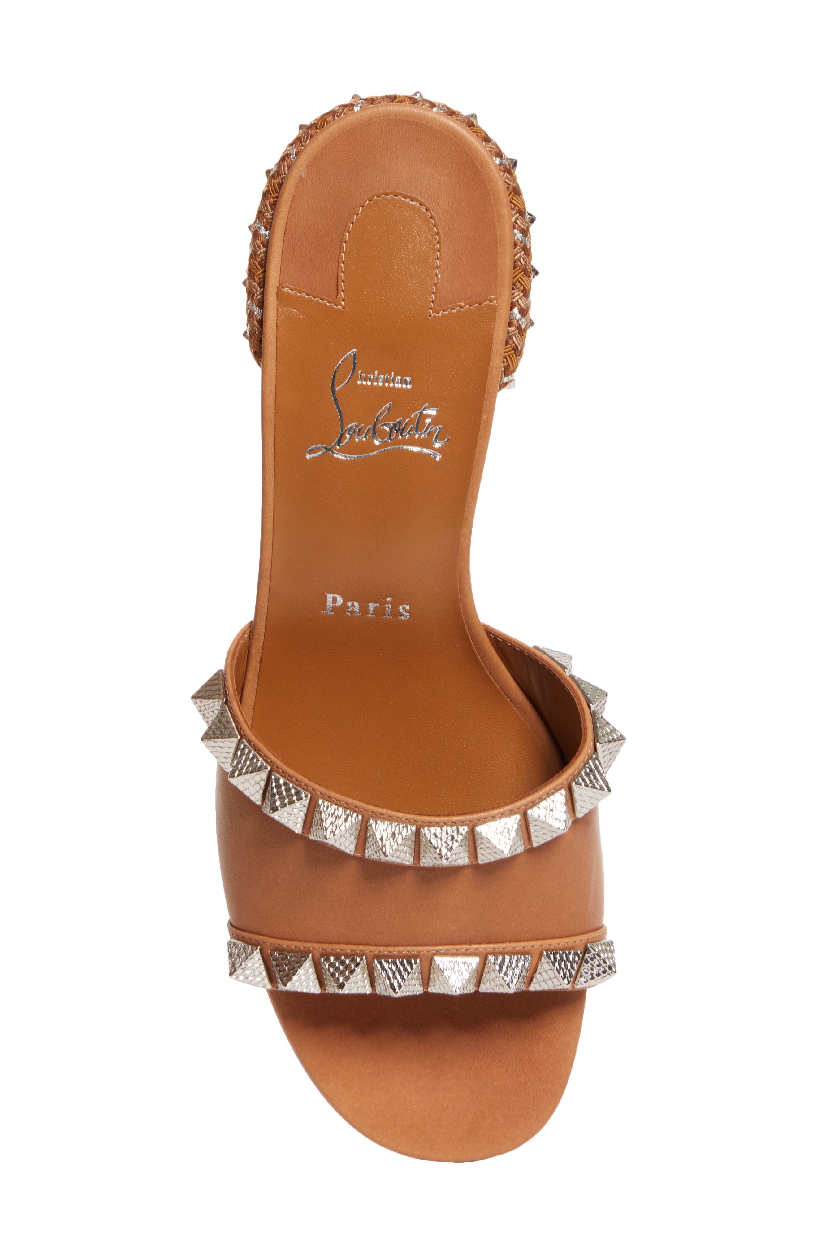 Christian Louboutin Pyramule Slide Sandal, Alternate, color, Terra/ Terra