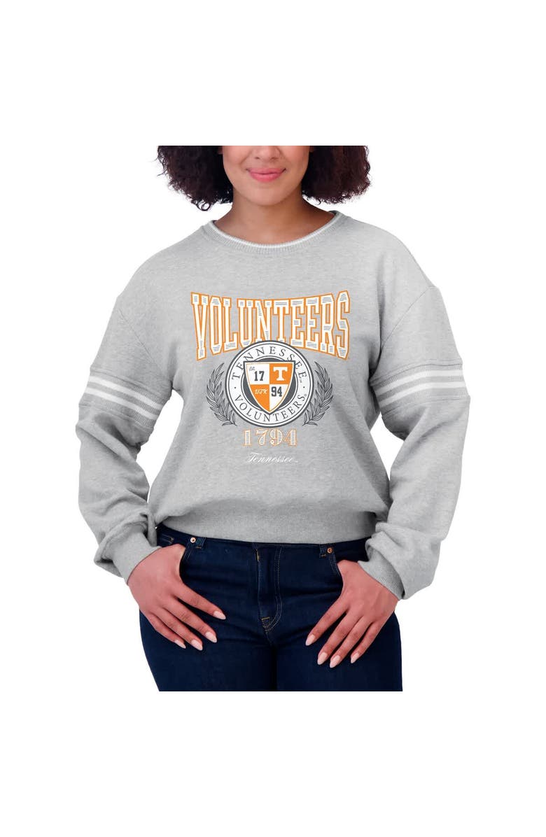 WEAR by Erin Andrews Women's WEAR by Erin Andrews Heather Gray Tennessee Volunteers Classic Stripe Pullover Sweater, Alternate, color,