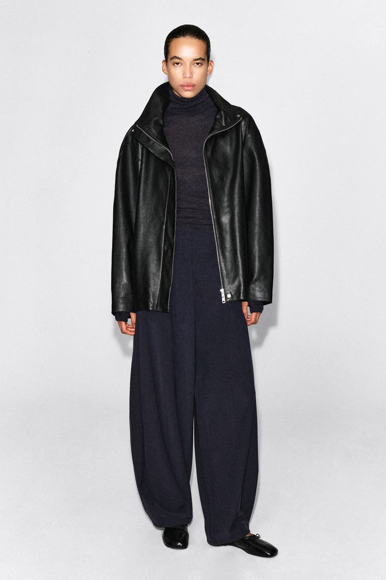 Fluid Topstitched Barrel-leg Pants, Main, color, NAVY