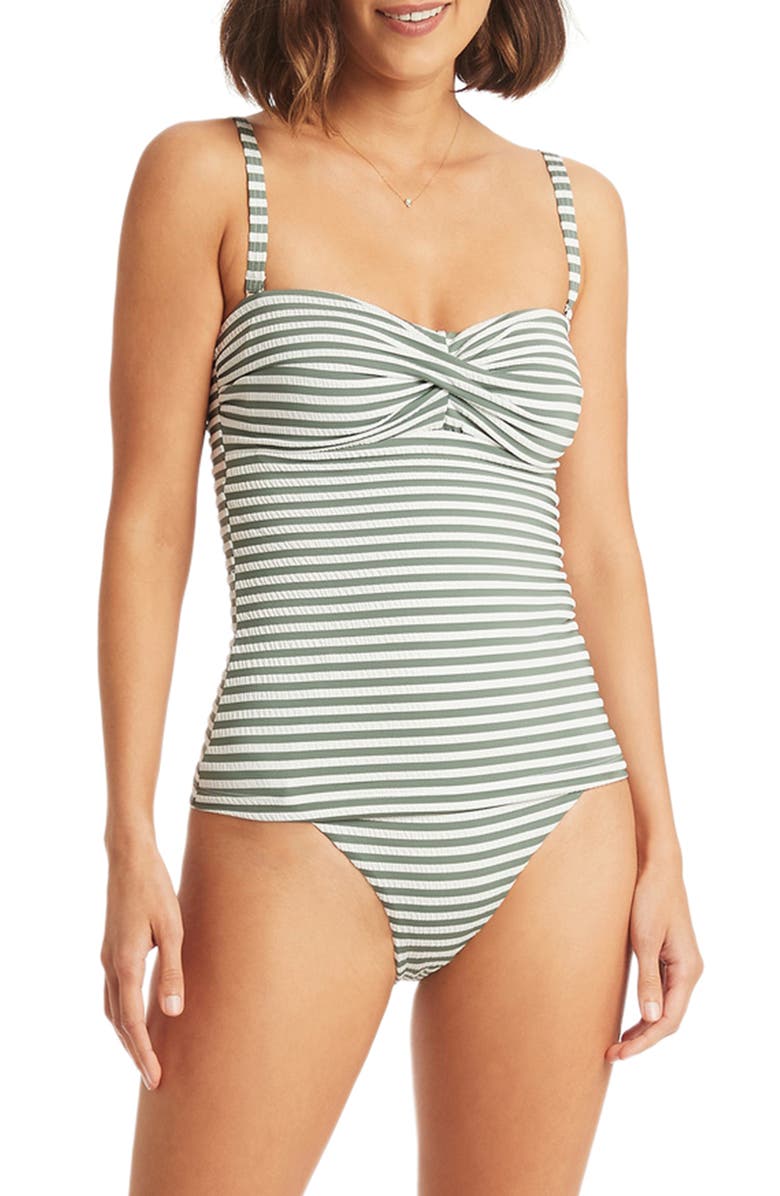 Sea Level Capri Stripe Tankini Top, Main, color, 