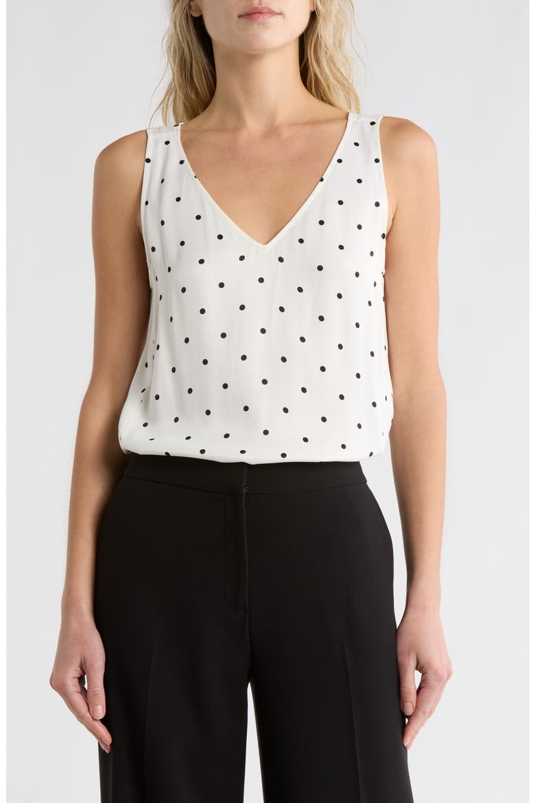 Double V-Neck Tank, Main, color, IVORY- BLACK DOT