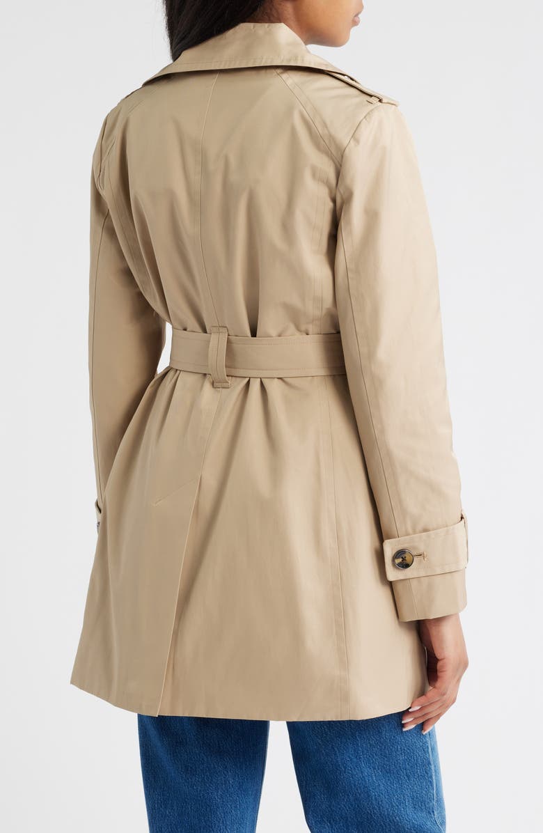 London Fog Double Breasted Trench Raincoat, Alternate, color, Stone