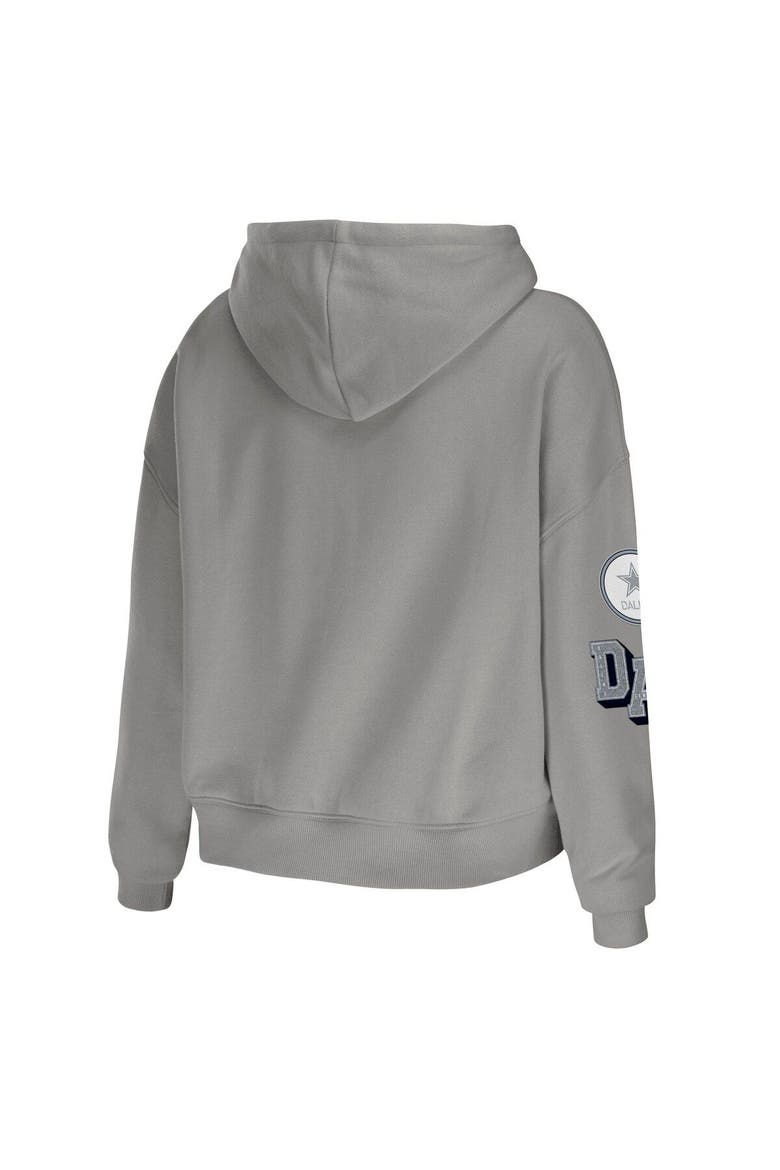 Women's WEAR by Erin Andrews Gray Dallas Cowboys Plus Size Modest Cropped Pullover Hoodie, Alternate, color, Gray