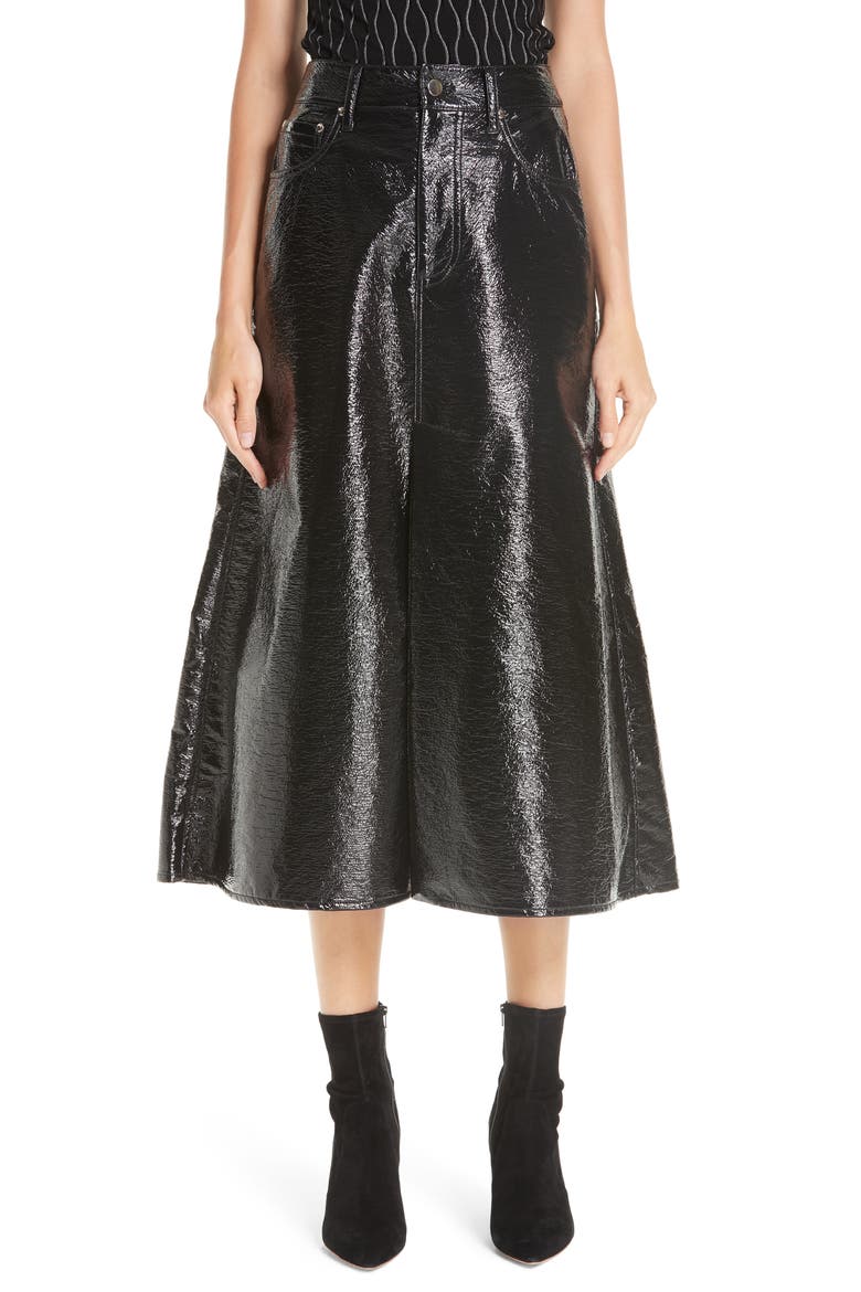 Latona Coated A-Line Skirt, Main, color, BLACK
