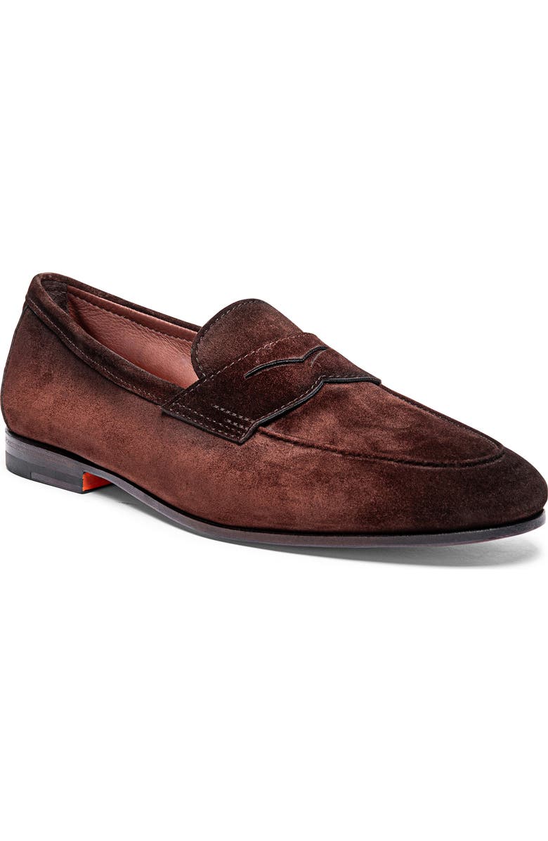 Santoni Carlos Penny Loafer, Main, color, Brown-S26