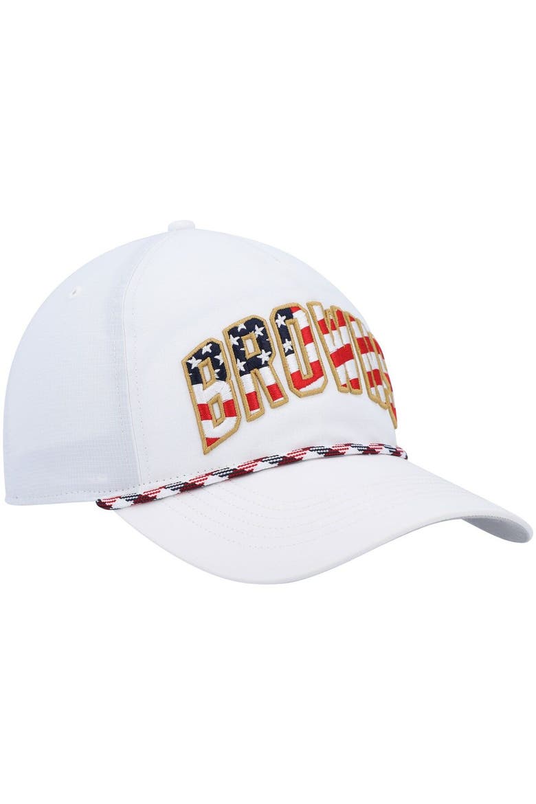 Men's '47 White Cleveland Browns Hitch Stars and Stripes Trucker Adjustable Hat, Alternate, color, White