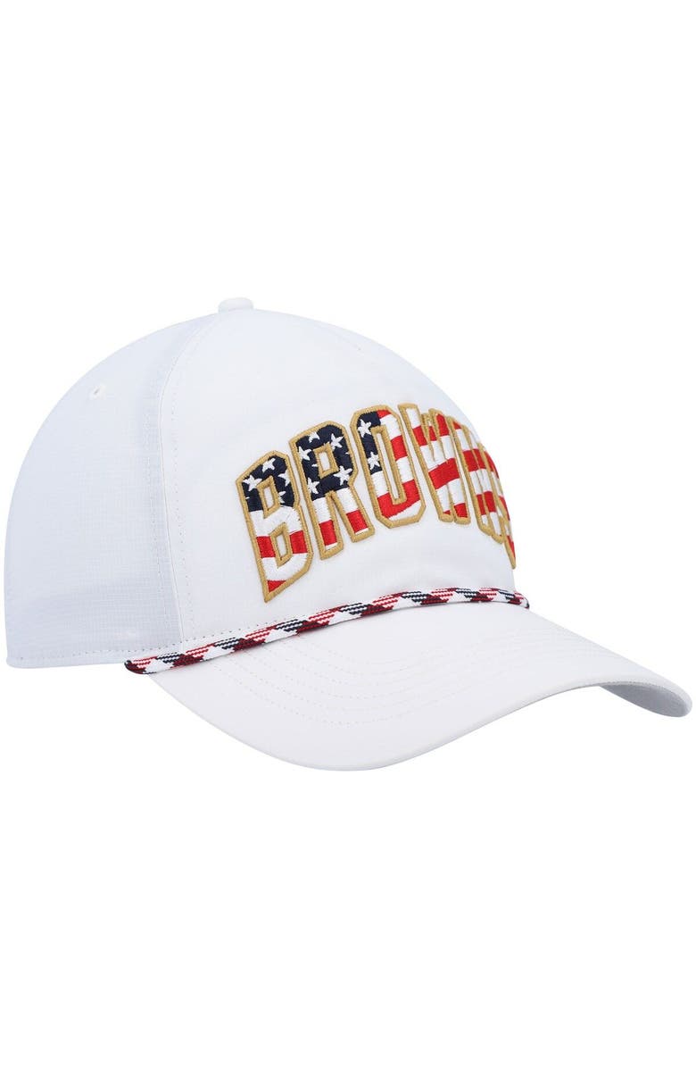 '47 Men's '47 White Cleveland Browns Hitch Stars and Stripes Trucker Adjustable Hat, Alternate, color, White