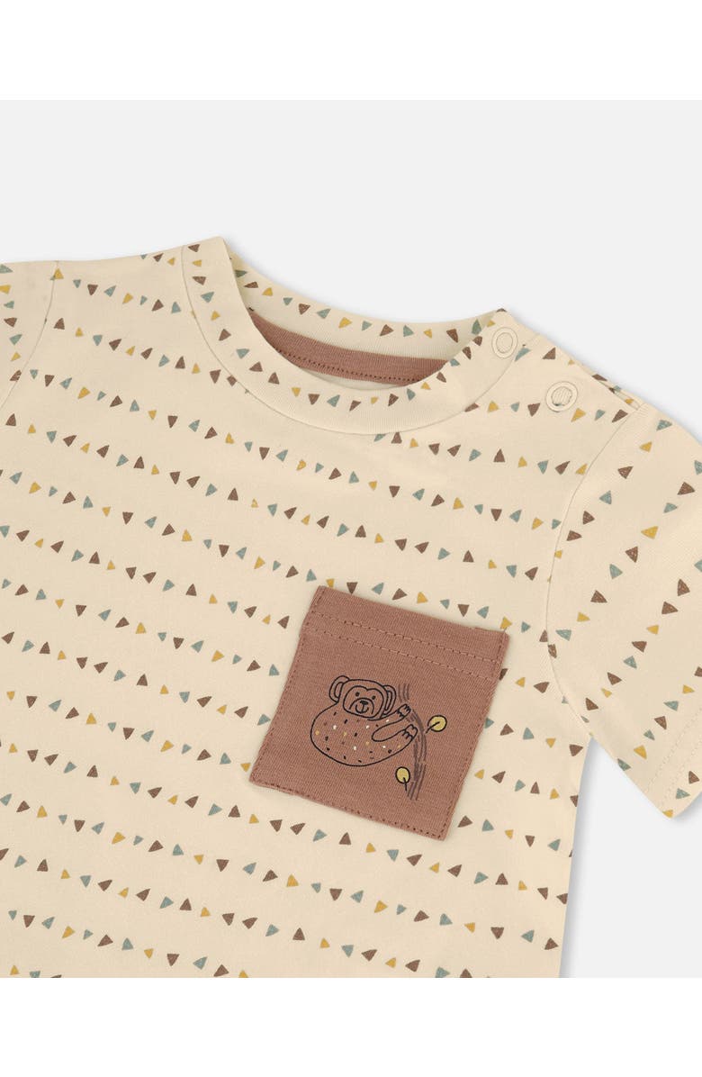 Deux par Deux Baby Boy's Printed Organic Cotton Top And Pant Set Brown, Beige, And Monkey, Alternate, color, 