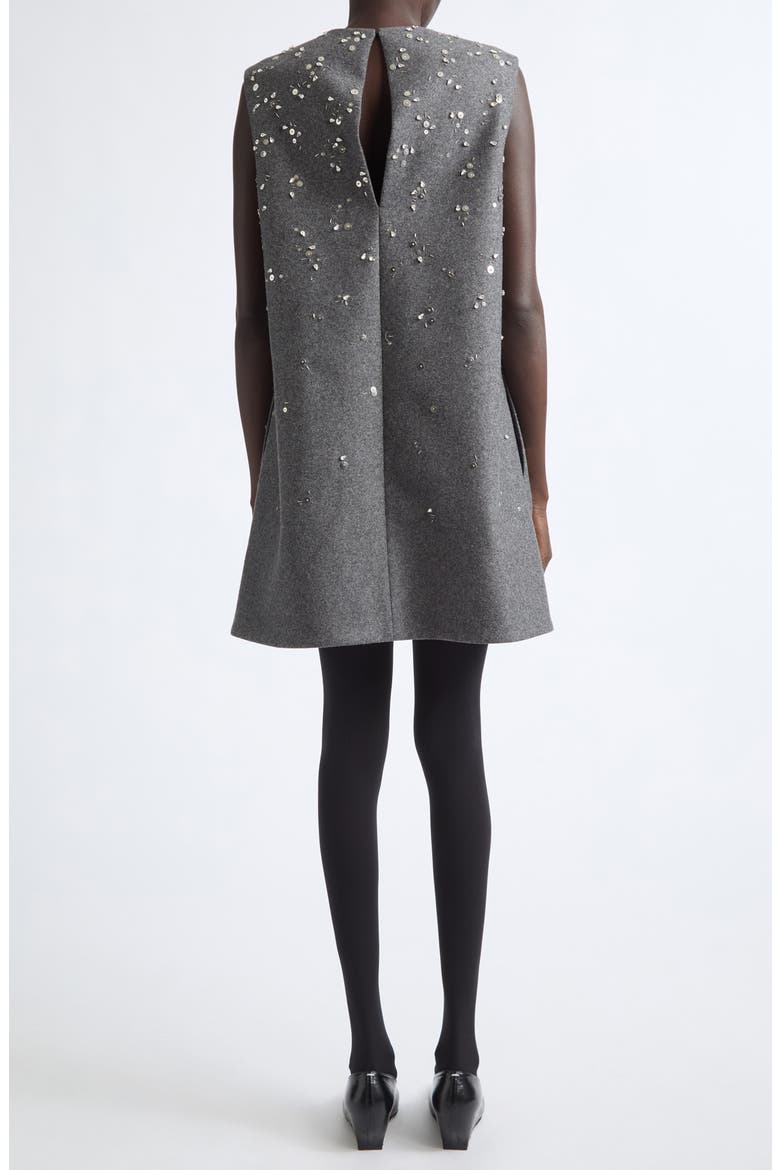 Beaded Sleeveless Wool Shift Minidress, Alternate, color, LAVA STONE