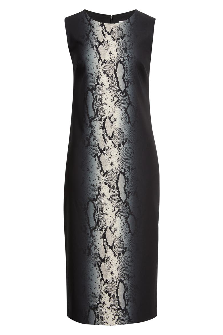 Snake Print Jewel Neck Midi Dress, Alternate, color, ANNE BLACK MULTI