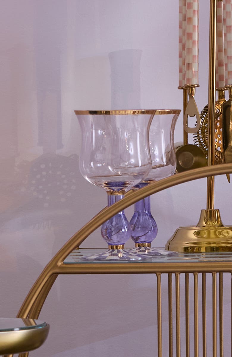 MACKENZIE CHILDS Violet Check Wine Glass, Alternate, color, Violet