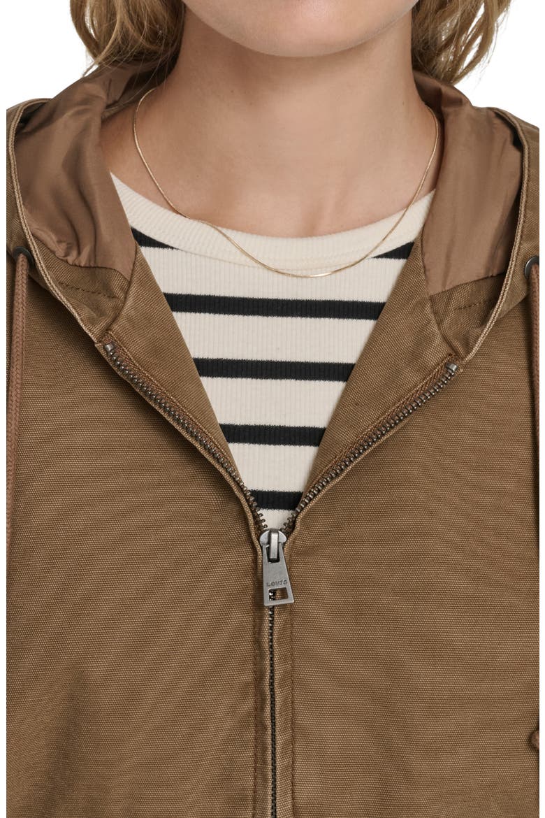 Cotton Zip Work Hoodie, Alternate, color, BROWN