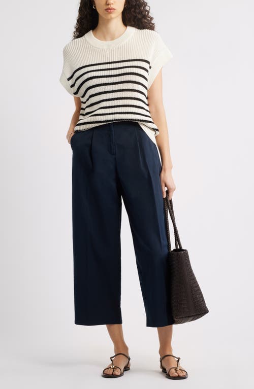 Nordstrom Crewneck Sweater In Ivory T- Black Lake Stripe