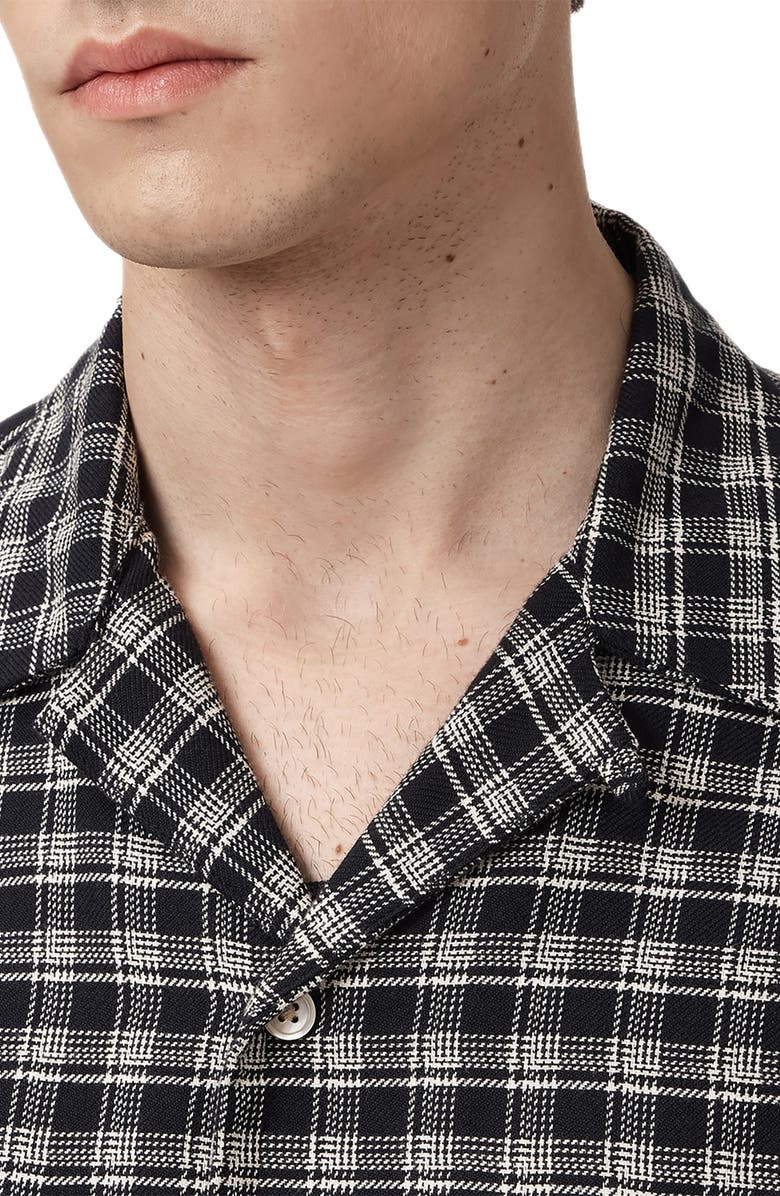 AllSaints Horton Plaid Cotton Button-Up Shirt, Alternate, color, Salem Black