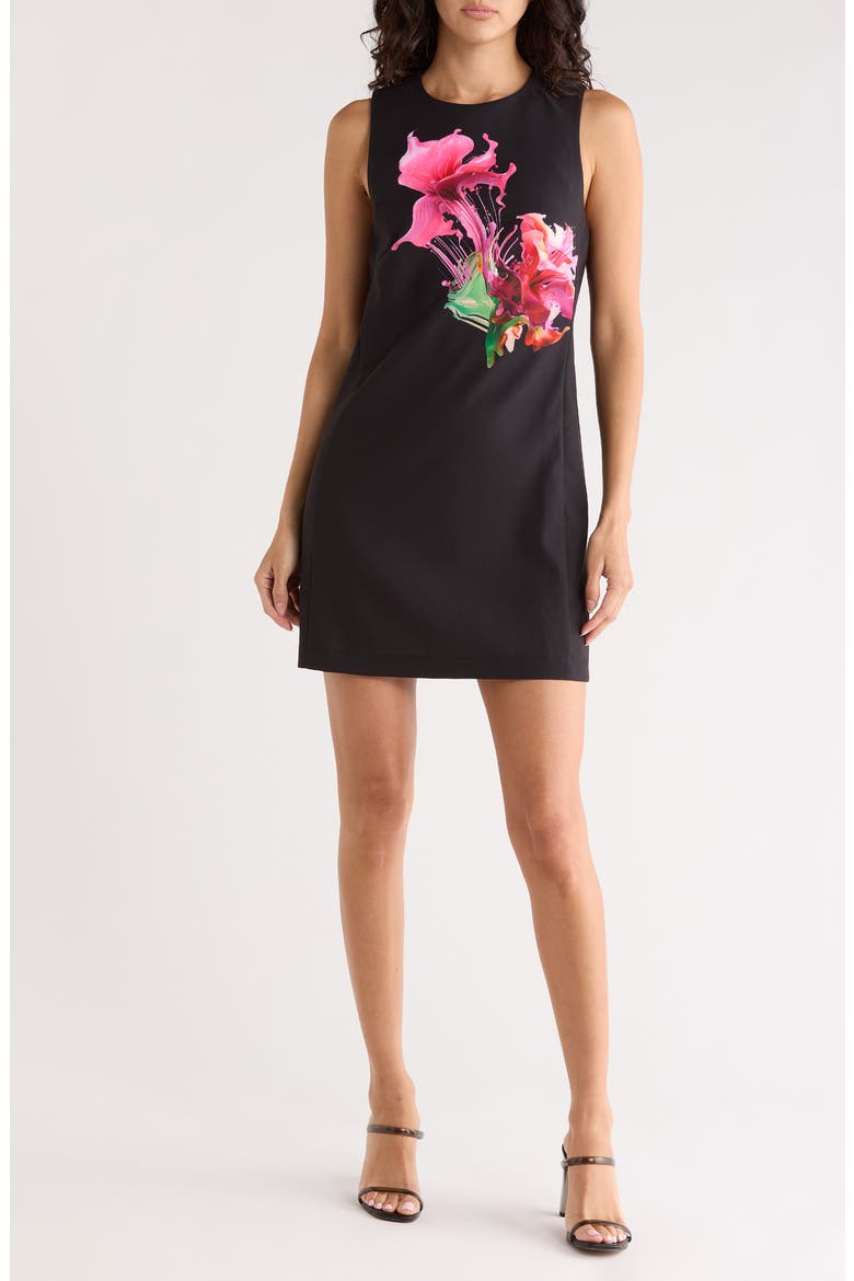 Floral Sleeveless Minidress, Main, color, BLACK