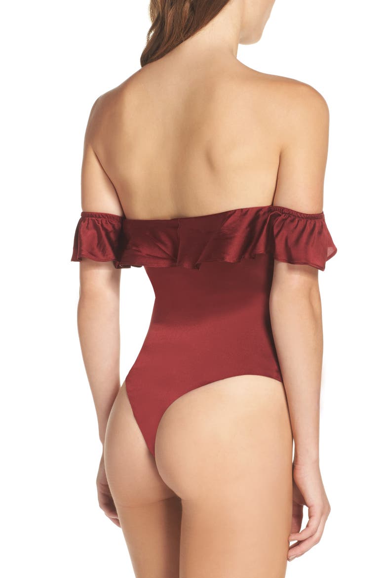 Virgo Ruffle Bodysuit, Alternate, color, BORDEAUX