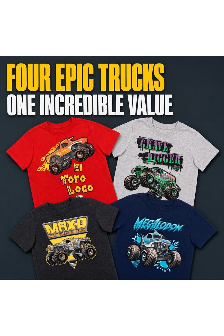 4-Pack Short Sleeve Tees, Alternate, color, Navy Red Gray Charcoal