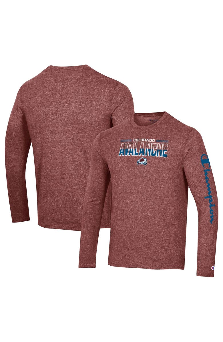 Champion Men's Champion Heather Burgundy Colorado Avalanche Tri-Blend Long Sleeve T-Shirt, Main, color, Burgundy