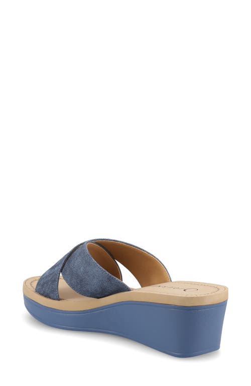 Shop Journee Collection Biara Platform Wedge Sandal In Denim