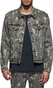PURPLE BRAND Militaire Buckshot Camo Trucker Jacket