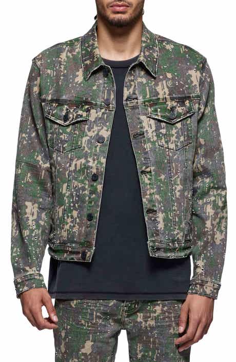 PURPLE BRAND Militaire Buckshot Camo Trucker Jacket