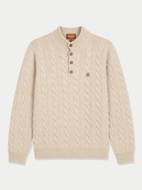 Cashmere Cable-knit Buttoned Sweater