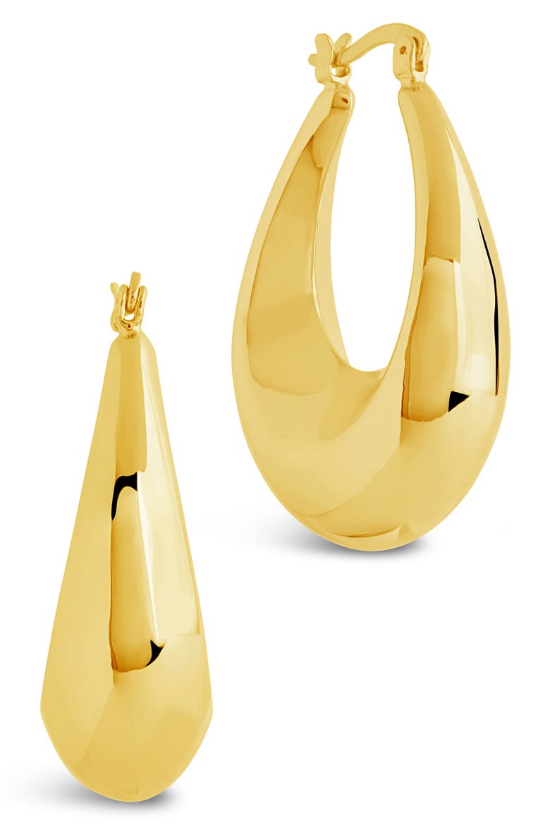 Autumn Elongated Drop Hoop Earrings, Main, color, GOLD