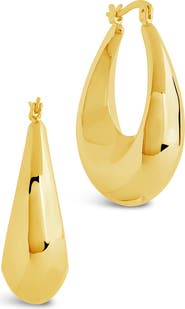 Sterling Forever Autumn Elongated Drop Hoop Earrings
