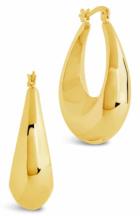 Sterling Forever Autumn Elongated Drop Hoop Earrings