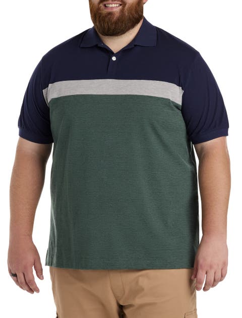 Big & Tall Colorblock Chest-Striped Polo Shirt