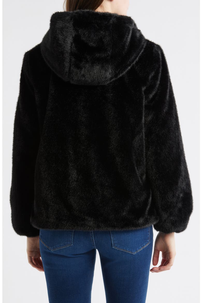 Faux Fur Hooded Jacket, Alternate, color, BLACK