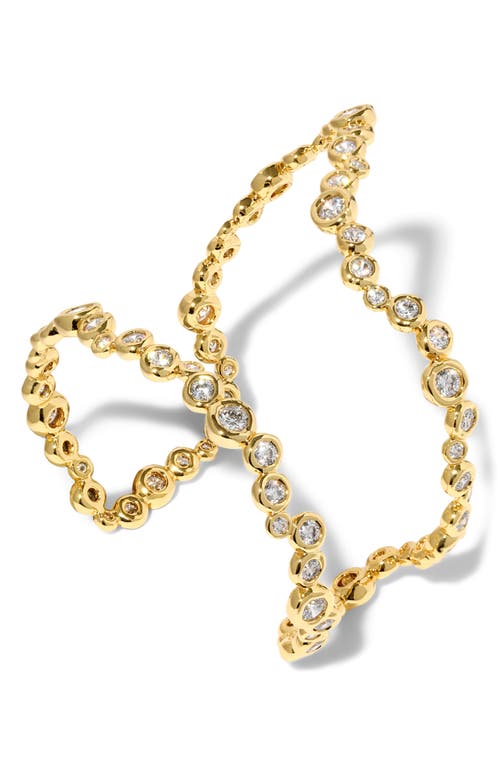 Alexis Bittar Asterales Cubic Zirconia Open Wave Cuff Bracelet In 14k Gold Plated In Stones
