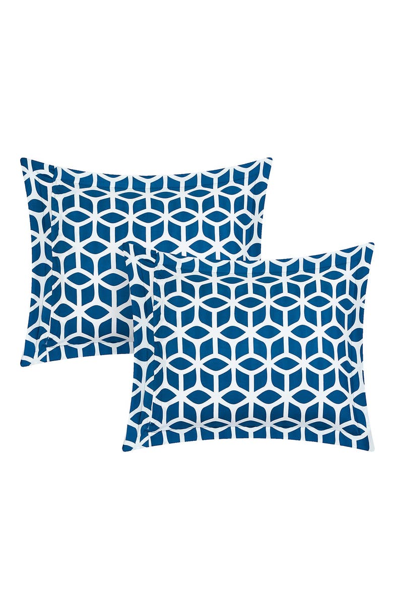 CHIC King Majorca Super Soft Microfiber Large Printed Medallion Reversible with Geometric Printed Backing Duvet Cover 3-Piece Set - Blue, Alternate, color, 