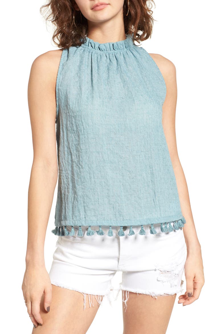 Tassel Trim Tank, Main, color, BLUE CITADEL