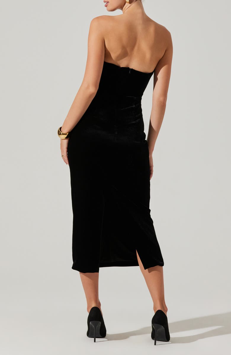 ASTR the Label Arista Strapless Velvet Midi Dress, Alternate, color, Black