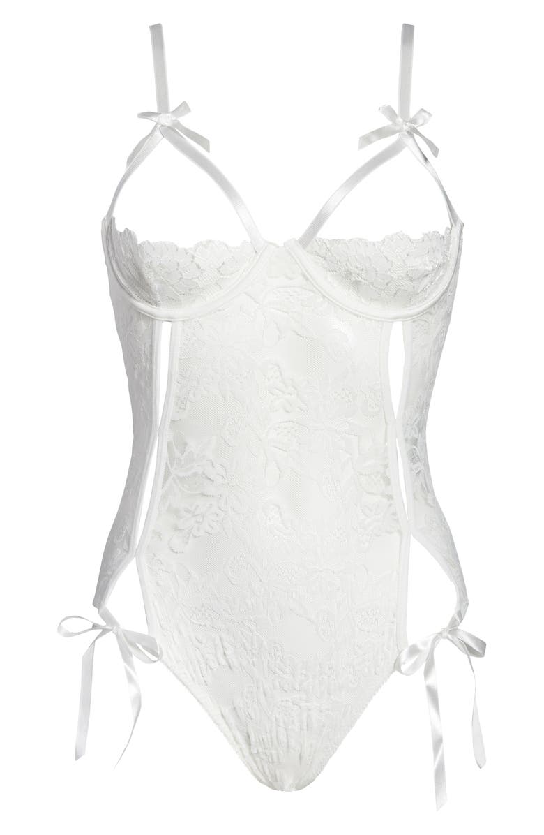 Oh La La Cheri Zara Underwire Open Cup Open Gusset Lace Teddy, Alternate, color, White