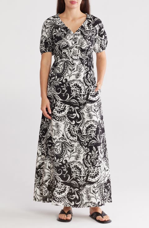Short Sleeve Empire Waist Maxi Dress