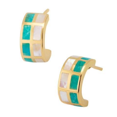 Dash Huggie Earring Set In Sterling With 18K Gold Overlay