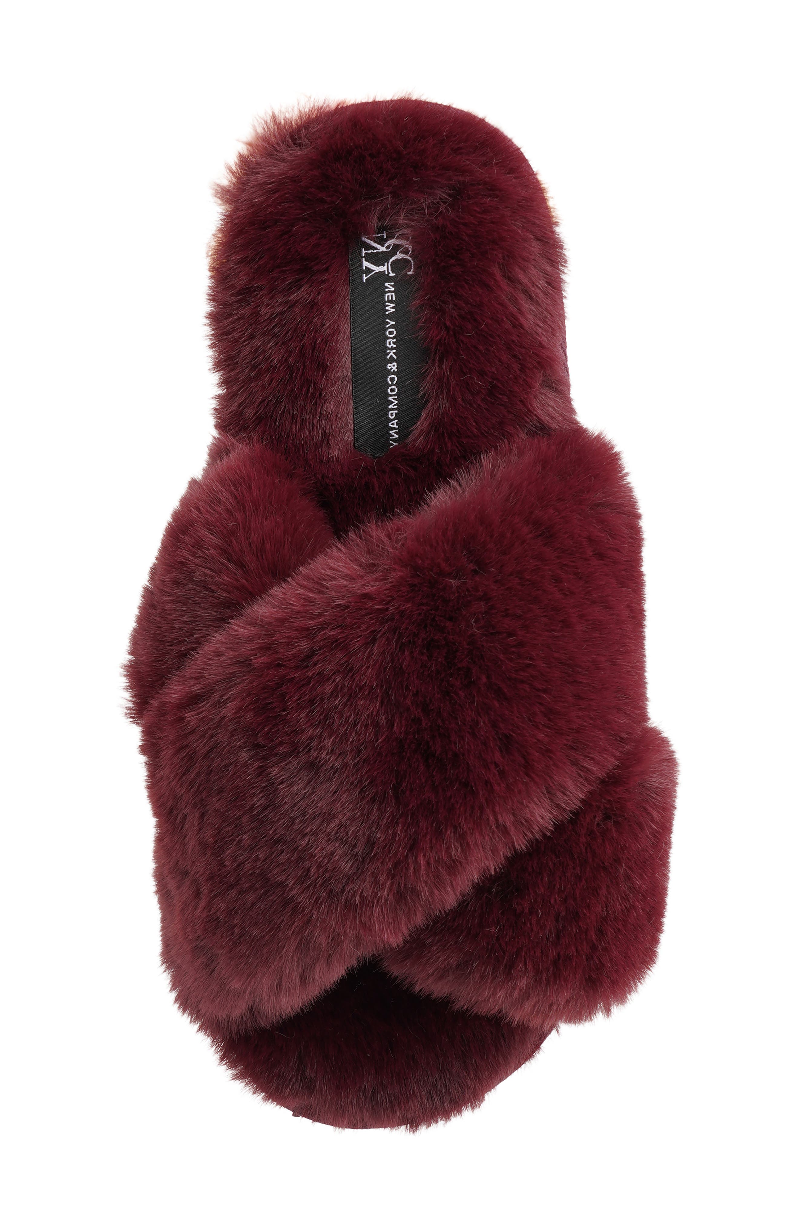 X-Band Faux Fur Slipper, Alternate, color, BURGUNDY