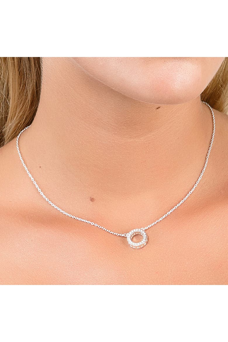 Art Deco Halo Pendant, Alternate, color, Sterling Silver