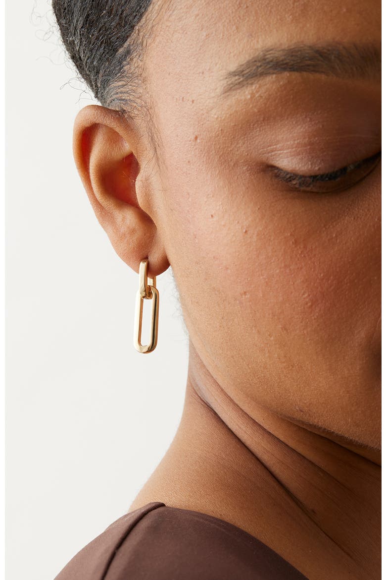 Teenie Detachable Link Drop Huggie Hoop Earrings, Alternate, color, HIGH POLISH GOLD