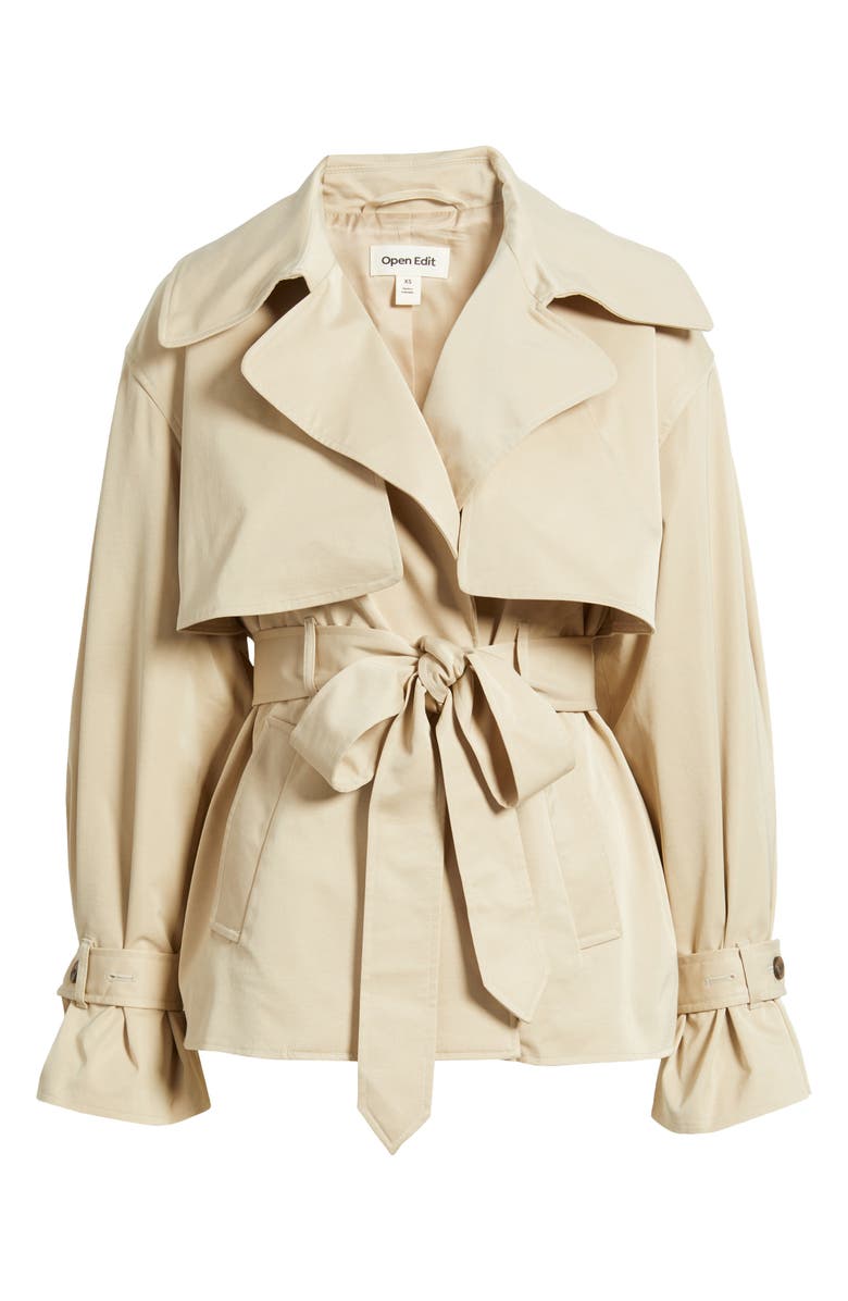 Open Edit Exaggerated Crop Trench Coat, Main, color,