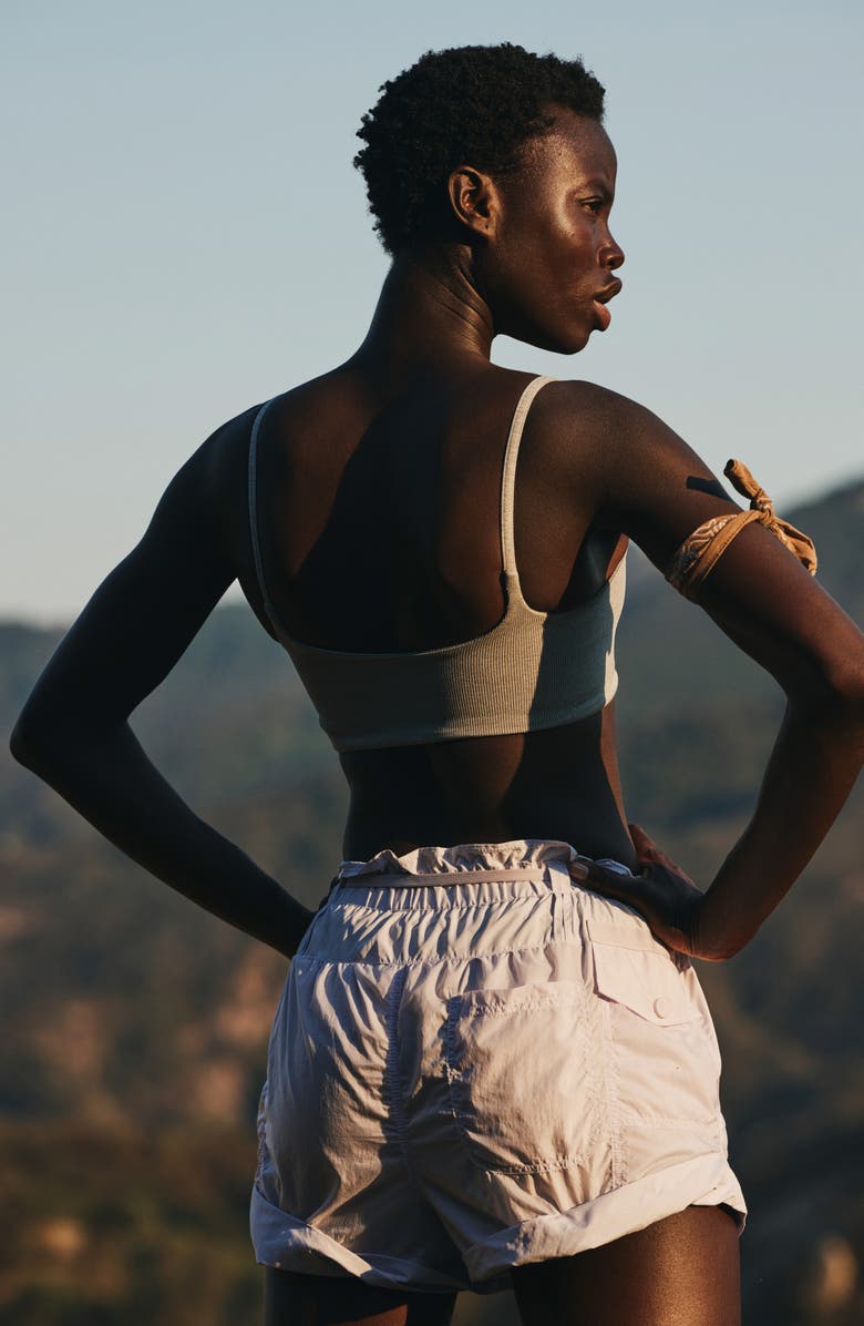 Free People FP Movement Tighten Up Mini Sports Bra, Alternate, color, Heather Grey