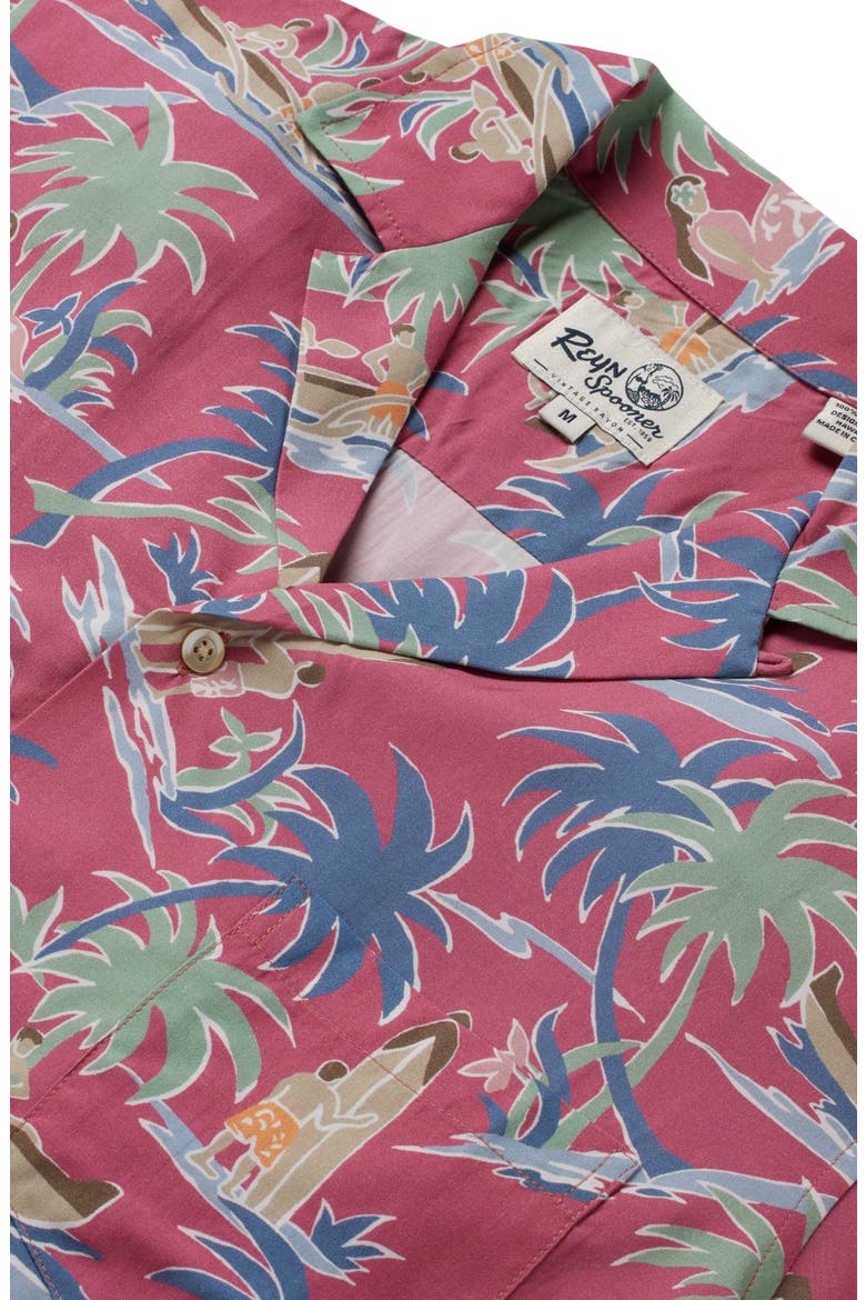 Queens Surf Short Sleeve Button-Up Shirt, Alternate, color, VINTAGE RED